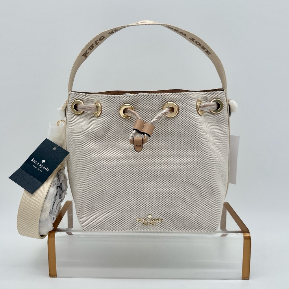 Kate Spade Kip Canvas Bucket Bag Light Fawn Multi